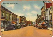 METAL SIGN - Maine Postcard - Water Street, Skowhegan, Maine 1