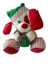 Fisher Price Puffalump Christmas Puppy Dog Red Stripes Gift Vintage 08