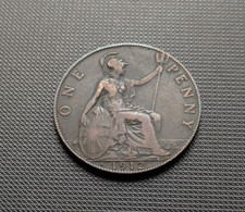 1912H George V beautiful 1 d UK penny showing traces of original lustre.