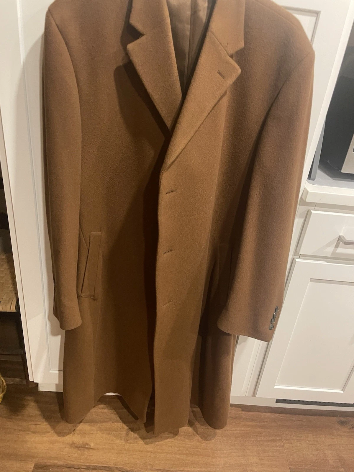 Men’s Size 42 Long Tobacco Color, 100% Wool Coat By Joseph Banks - product detail image 1