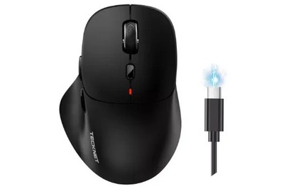 TECKNET schwarze kabellose USB-Maus TK-MS076 NEU