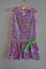 Vintage My Michelle Dress Girls Size 12 1980  s NEON Drop Waist