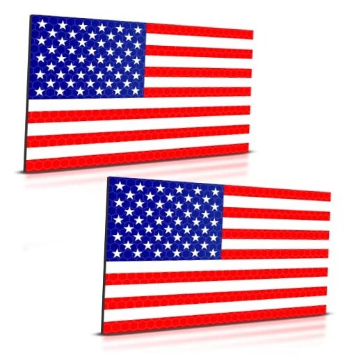 2PC Reflective Magnet for Car Truck - 5 x 3 Inches - USA American Flag