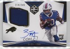 2020 Panini Limited Rookie Patch Auto 214/249 Zack Moss #135 Patch Auto v9t