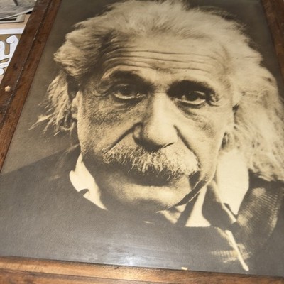 Einstein Black and White Photo. Vintage Photograph Framed.