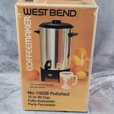 West Bend Part Percolater 12 to 30 Cup Polished No 11838 Vintage