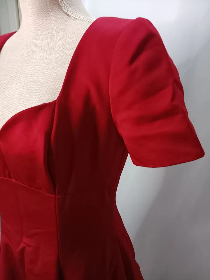 Raro Vestido Victor Costa para Nahdree Rojo Vintage Elegante 100% Poliéster Talla 8 Foto 4 de 4