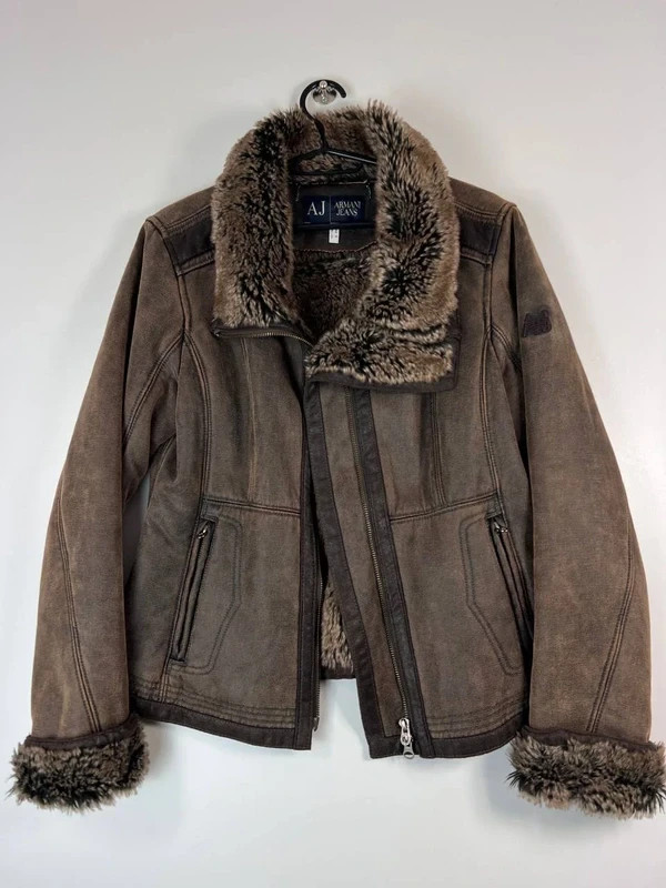 美品 AJ ARMANI JEANS デニムテーラードジャケットクリスマスL雪冬 Armani Jeans Womens Brown Faux Fur Lined Jacket Size M | eBay