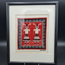 vintage cross stitch Southwestern decor 1997 Navajo inspired dancers H27xW22cm