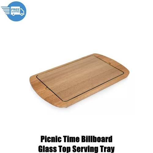 Picnic Time Billboard Glass Top Serving Tray - Picture 1 of 6