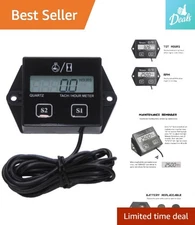 Versatile Engine RPM & Hour Meter for Chainsaw, ATV, UTV, and Marine Use - Black