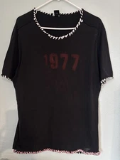 DUANE PETERS PUNK ROCK SKATE 1977 FRANKIN STITCH BLK T SHIRT PIRATE ROPED sz M
