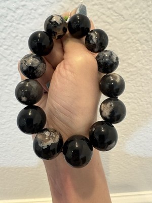 Natural peach blossom stone 16.7mm  Bracelet 7.5in