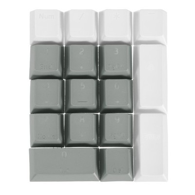 17er Set PBT Tasten für mechanische Tastatur, Ziffernblock, grau weiß