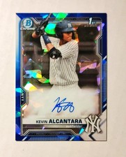 Kevin Alcantara 2021 1st Bowman Chrome AUTO Prospect SAPPHIRE REFRACTOR RC B6