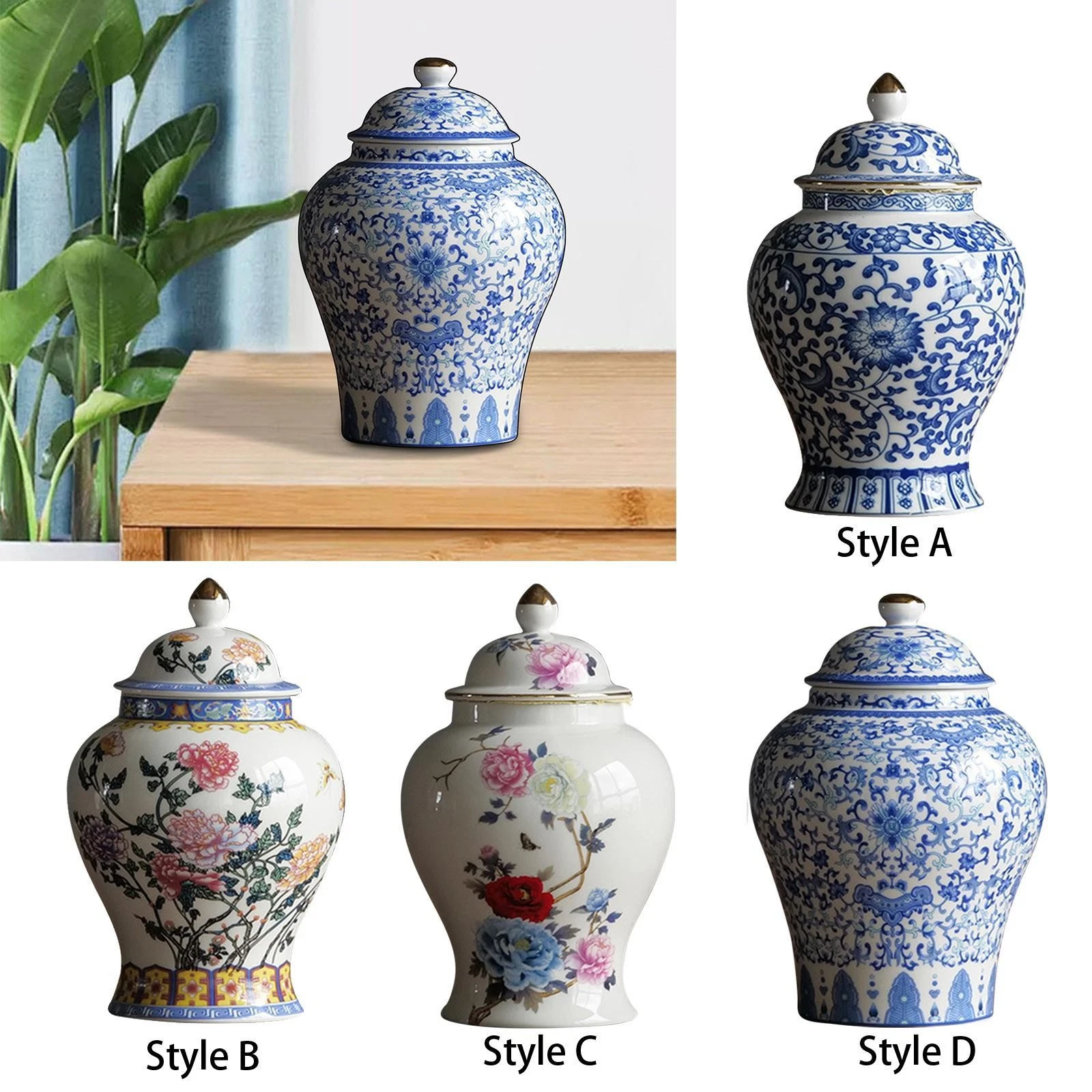 Ceramic Ginger Jar Porcelain Jar Living Room Decoration Glazed Hand Painted