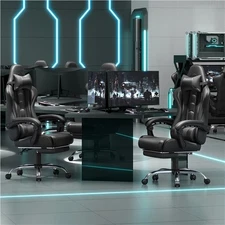 High Back Office Chair Reclining Swivel Computer Chair with Padded Armrests