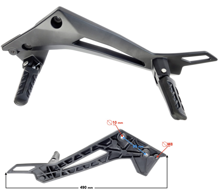 Repose-pieds arrière gauche Stratos 125 en aluminium noir pour scooter