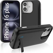 Battery Case for iPhone 16 Plus 8500mAh Extended Charging Case with Kickstand