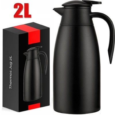 Doppelwandige Thermoskanne 2L Edelstahl Isolierkanne Kaffeekanne Thermosflasche