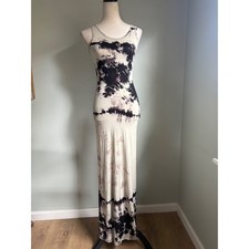 Go Couture Black Tie Dye Sleeveless Maxi Dress M boho resort beach retro bodycon