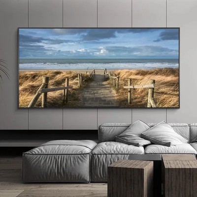 Beach Landscape Canvas Painting Wood Bridge Wall Art Picture Poster Print Mural