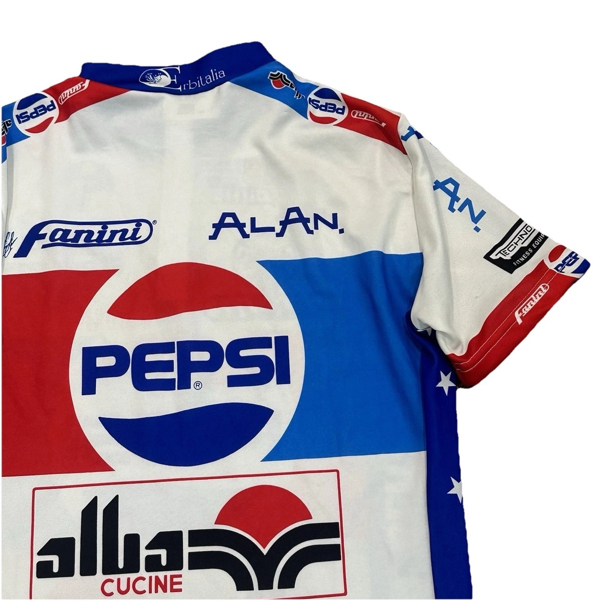 Vintage 80s Cycling Jersey Pepsi Cola 7UP Team Fanini 1/4 Zip