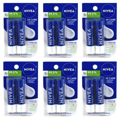 BL Nivea Lip Care Moisture Twin Pack 0.17oz X 6 Pieces
