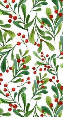 4 einzelne Servietten/Decoupage/Mistel & Beeren/Weihnachten/40 x 34 cm/2-lagig 