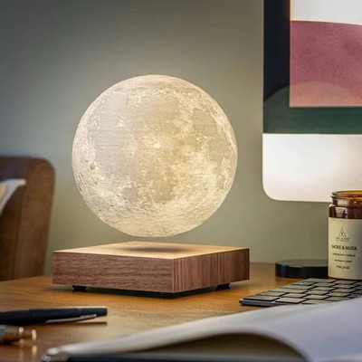 Gingko Smart Moon Lamp Levitating LED Light w/ Magnetic Walnut Wooden Base - NEW
