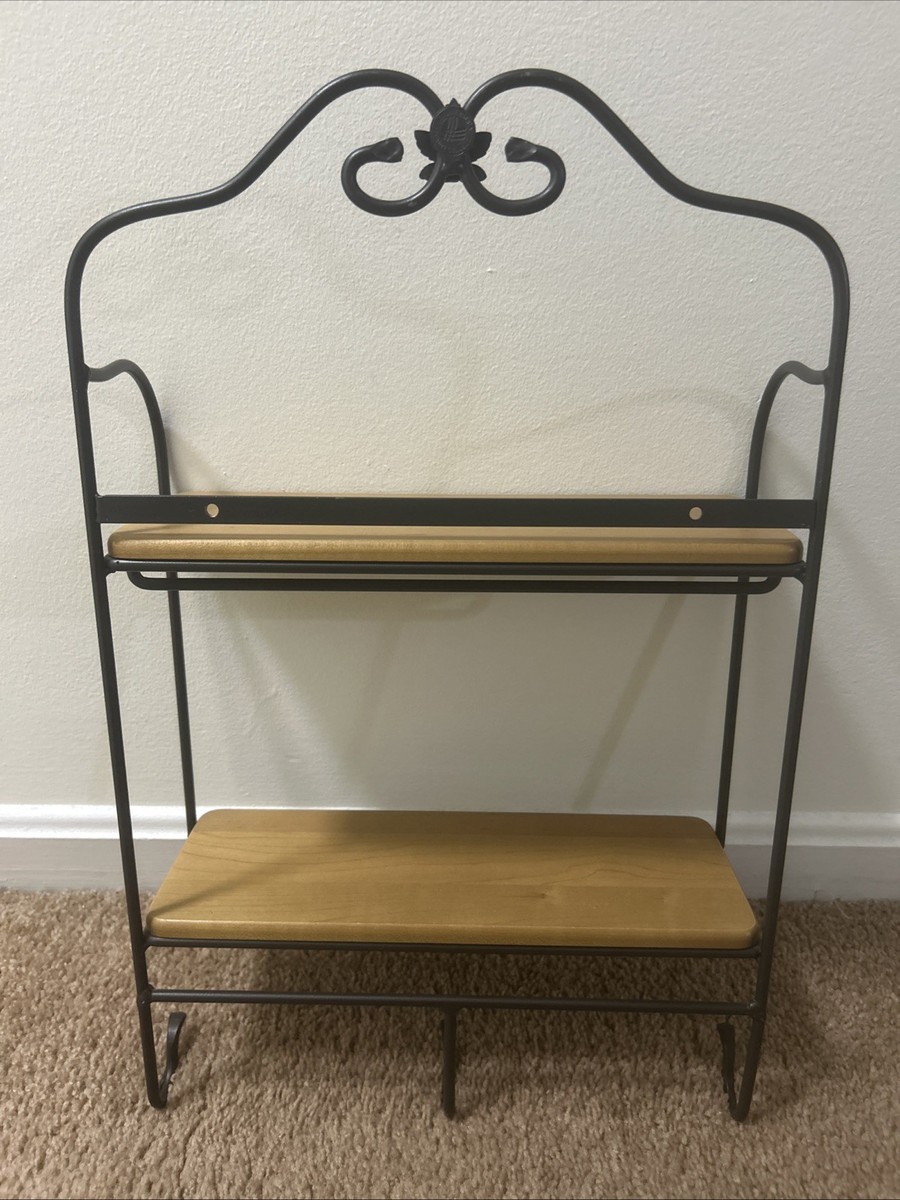 Longaberger Wrought Iron 2 Tier Envelope Wall Rack w/2 WoodCrafts
