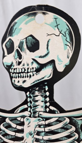 VTG Beistle Die Cut Jointed Skeleton Cardboard Halloween Decor Made In USA - Picture 5 of 6