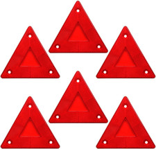 6-Pack Red Safety Reflector Warning Sign, Slow Moving Vehicle Triangle Safety Si