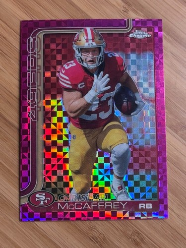 Christian McCaffrey 2025 Topps Chrome - Hot Pink X-Fractor San Francisco #263