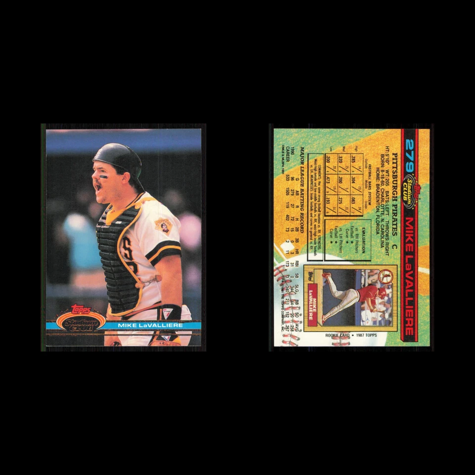 Mike LaValliere #279 1991 Topps Stadium Club Pittsburgh Pirates Baseball Card NM - Image 3 of 3