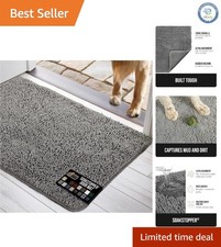 Durable 30x20 Absorbent Dog Mat - Soft Fabric  Grippy Backing for Floors