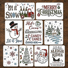 Christmas Stencils for Crafts Reusable   9 Pc Large Christmas Stencils for Paint