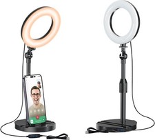 Desk Ring Light with Telescopic Stand, Travel Desktop Hola Light for Phone