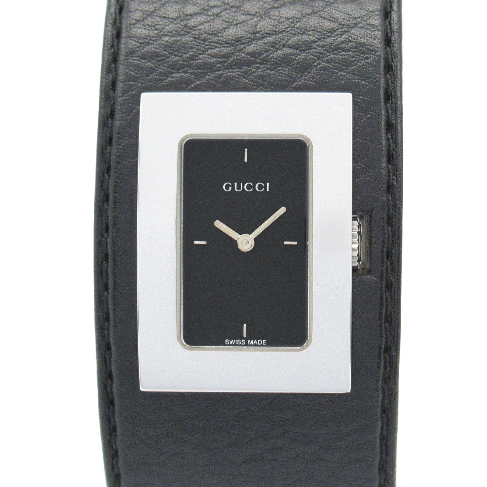 Montre Gucci Bracelet Acier Inoxydable Ceinture Cuir Noir 7800L Occasion