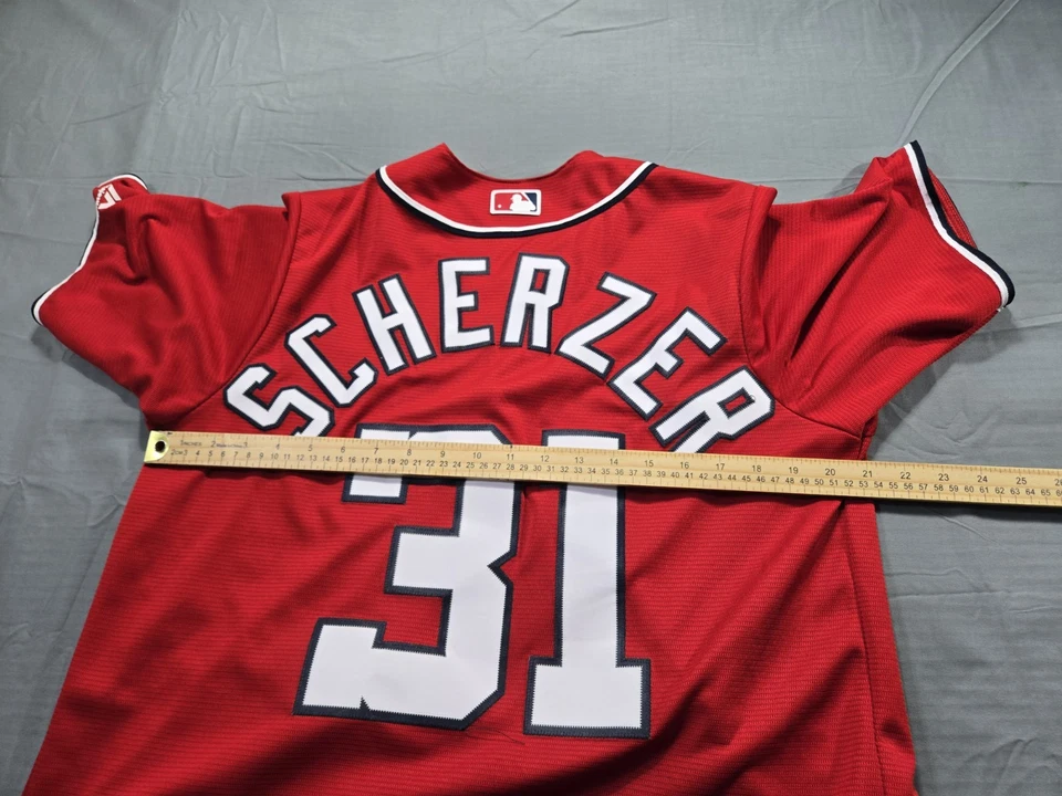 Washington Nationals Jersey Medium Majestic Max Scherzer Red Cool Base Mens - Image 4 of 4