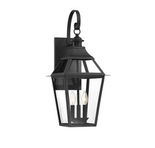 Jackson 3 Light Outdoor Wall Lantern in Matte Black with Gold Highlights by