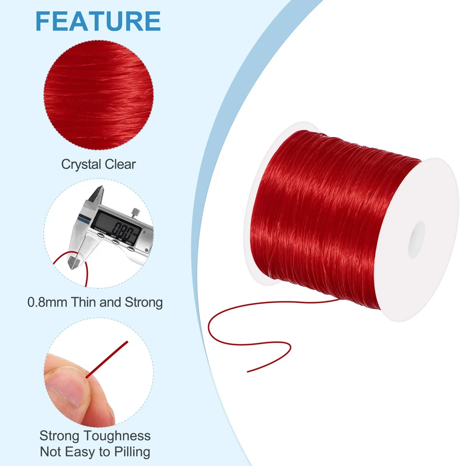 120 m langes,dehnbares Armbandband,0,8mm,elastisches Band für Armbänder,rot - Bild 3 von 4