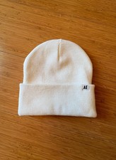 American Eagle Men's Beanie Hat White Solid Pattern One Size Winter Cap