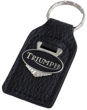Triumph Motorcycle enamel leather key ring / fob