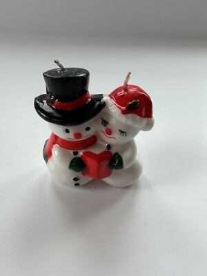 Mr and Mrs Snowman Christmas Caroling Candle Holiday Double Wick Candle New