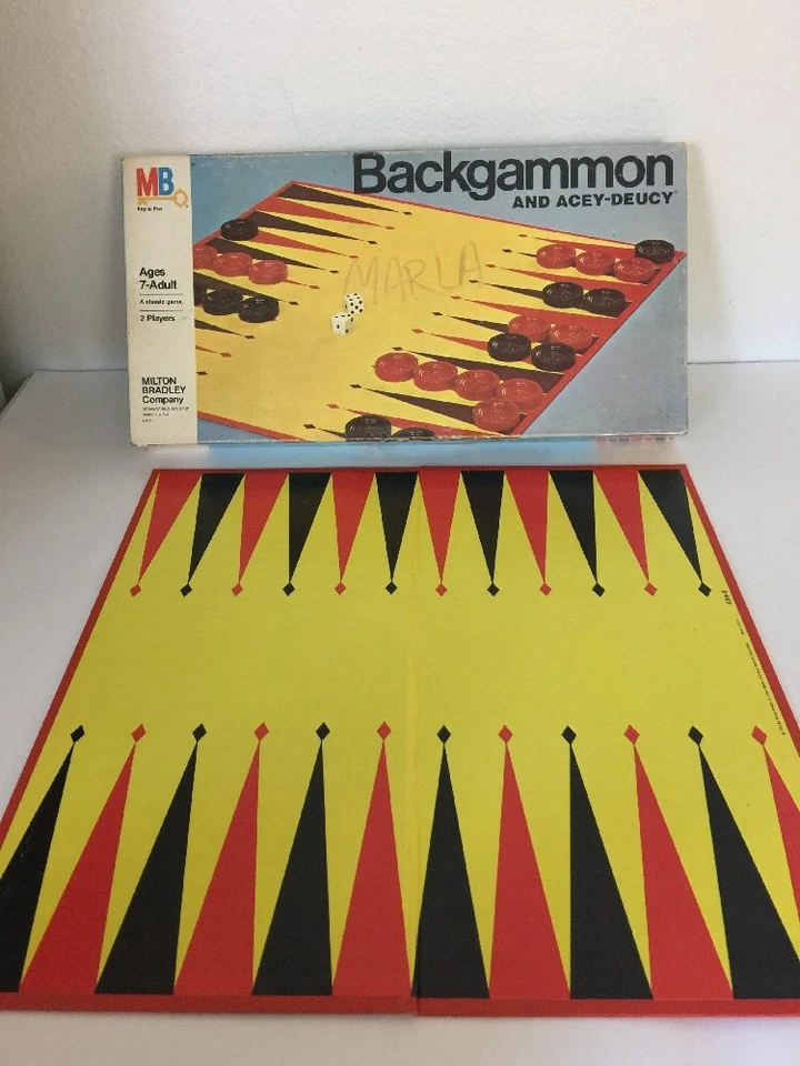 复古双陆棋和艾西-杜西棋盘游戏 Milton Bradley 1973 年零件 — 第 2/4 张图片