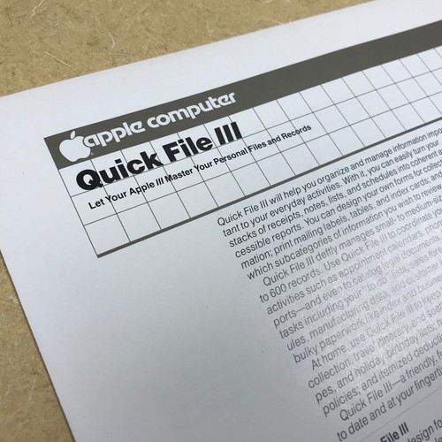 RARE Find FLYER Apple Computer "Apple III Quick File" 1982 - Afbeelding 7 van 7