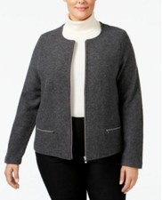 Charter Club Plus Size Wool Sweater Coat Charcoal Heather 2x