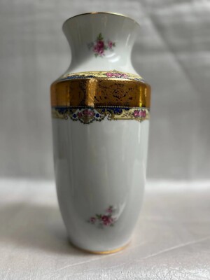 IMPIRIA LIMOGES France Porcelaine Decorated Vase 10.5'' T