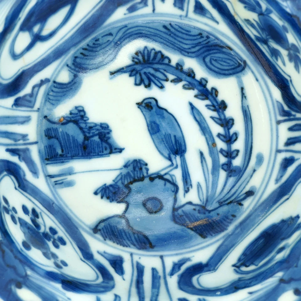 Cuenco chino Ming Wanli Kraak Ware siglo XVI Foto 3 de 4